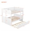 TiramisuBest Full Over Full Bunk Bed with Twin Size Trundle, Convertible into Two Beds, Solid Pine Wood Frame, White - 3 of 4