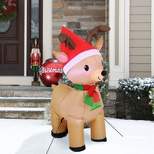 Sunnydaze 3.5' Self-Inflatable Santa's Cheerful Reindeer Outdoor Winter Holiday Lawn Decoration with LED Lights