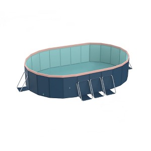 ORRD 3.0m Oval Inflatable Garden Swimming Pool – Dark Blue PVC Family Pool for Backyard Summer Fun - 1 of 4