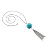 ELYA Women's Large Faux Turquoise Tassel Stainless Steel Necklace - 2 of 3