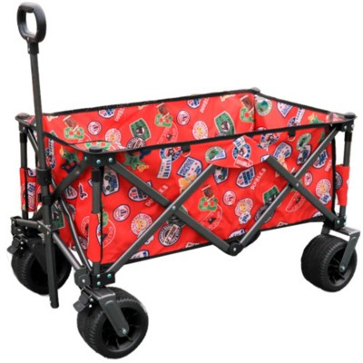 FURNIinspire Outdoor Serving Carts Utility Park Garden Cart Tool Customized Color Folding Camping Trolley Outdoor Beach, Red, 37.8"*21.2"*34.45"
