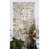 Wood Floral Handmade Intricately Carved Wall Decor with Mandala Design Set of 3 Cream - Olivia & May: Mixed Media, Black Metal Frame - image 2 of 4