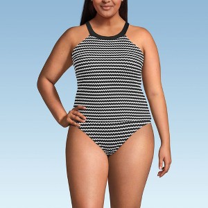 Lands' End Women's Crochet High Neck Tankini Top - 1 of 4