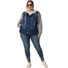 Agnes Orinda Women's Plus Size Denim Hood Layered Drawstring Fall Winter Button Pockets Jean Jackets - image 3 of 4