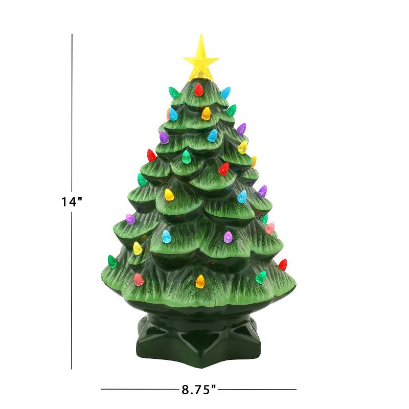 Mr. Christmas Medium 14" Nostalgic Ceramic Led Christmas Tree, 5 of 8