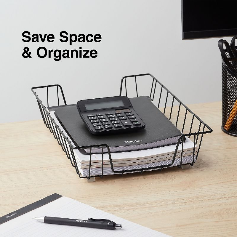 Staples Front Loading Letter Tray Black Steel (10485) ST10485-CC, 3 of 4