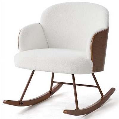 Adult Rocking Chair for Nursery,Bentwood Frame and Teddy Upholstered Rocker