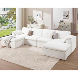 AMERLIFE Cloud Couch Sectional – Oversized Modular Sofa with 83.5" Deep Chaise, No-Assembly Design for Living Room, Chenille - 1 of 4