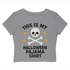 Rerun Island Women My Halloween Pajama Shirt Cross Skull Short Sleeve Graphic Cotton Baby Tee - 1 of 4