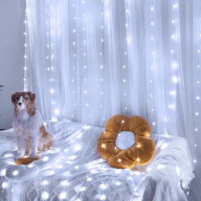 Ollny 300 LED Cool White Curtain Lights (Clear Cable, 8 Modes, Connectable, IP67 Waterproof, Plug-in)