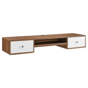 Modway Transmit 60Inch Wall Mount Wood Office Desk – Mid-Century Floating Desk with Storage for Home Office or Workstation - 1 of 4