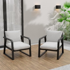 SUGOLD 2 Piece Aluminum Outdoor Chair Set, Modern Patio Fixed Chairs - 1 of 1