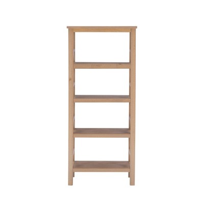 Rustic Gray Pine Wood 4-Shelf Bookcase