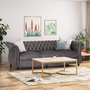 DOMETOUR 84.5 Inch 3 Seat Classic Velvet Sofa for Living Room, Luxurious Elegant Upholstered Sofa - 1 of 4