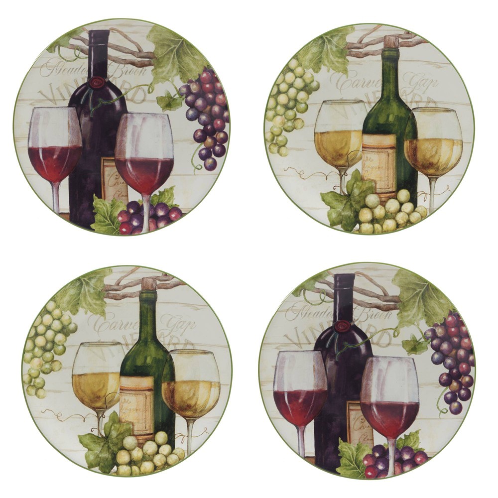 Photos - Other kitchen utensils Certified International Set of 4 Meadow Brook Vineyard Assorted Salad/Dining Plates - Certified In 