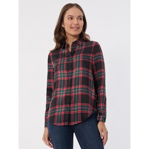 Jones New York Plaid Button Front Collard Shirt - 1 of 3