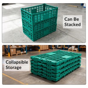 Collapsible Storage Bin Containe, 52 Liter Heavy Duty Transfer Box, 23.6" l x 15.7" w x 8.6" h Plastic Crate for Storage of Various Items - 1 of 4