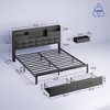 GREENSTELL King Bed Frame with Upholstered Storage Headboard & Drawers and Charging Station & LED Lights Grey - 3 of 4