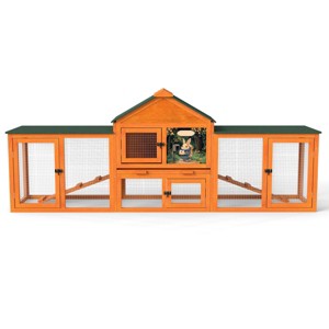 SEVOBAL 82.5” Wooden Rabbit Hutch Outdoor Easy to Assemble Rabbit Cage Bunny Hutch Indoor with Cleaning Tray Waterproof Roof for Bunny Rabbit Chick - 1 of 4