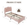 Twin Size Upholstered Bed Frame with Drawer Storage, Lights, Velvet Platform Bed with Height-Adjustable Bear Headboard, Noise-Free - 2 of 4
