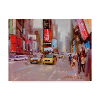 14" x 19" Times Square Taxi by Hall Groat Ii - Trademark Fine Art