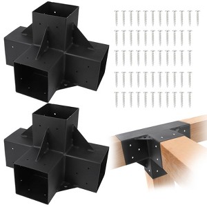 Pergola Brackets, 6''x6'' Pergola Kits - 4-Way Heavy Duty Corner Brackets for Wood Beams, Easy Assembly for Gazebos Patio Log Cabins - 1 of 4