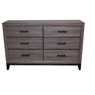 Sierra Contemporary Style 6-Drawer Dresser Made with Wood in Gray