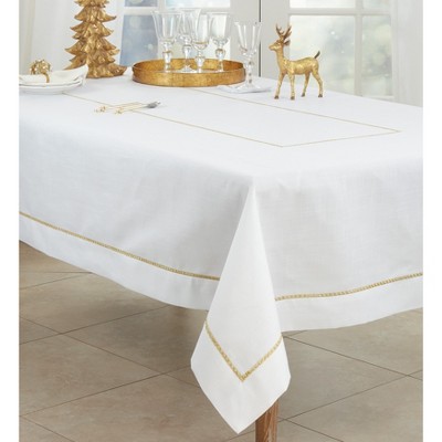 Saro Lifestyle Embroidered Border Tablecloth - Thumbnail 3