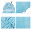 Unique Bargains Soft Absorbent Coral Fleece Hooded Towel for Bathroom Classic Design 53"x31" Light Blue - 3 of 4