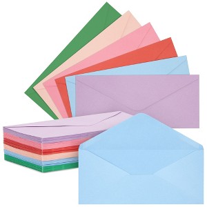 Juvale 96 Pack #10 Colored Business Envelopes for Office Supplies, Checks, Invoices, Mailing Letters, Gummed Seal, 6 Pastel Colors, 4-1/8 x 9-1/2 In - 1 of 4