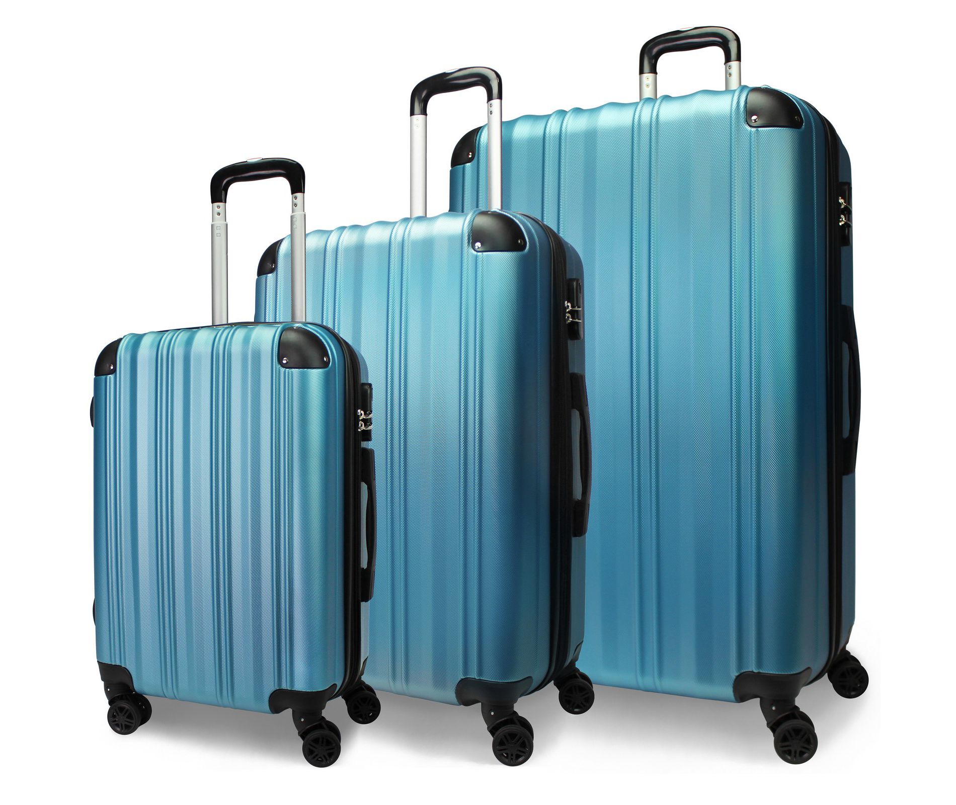World Traveler Kemyer Quest 3-Piece Hardside Lightweight Expandable Spinner Suitcase Luggage Set - Sapphire Blue