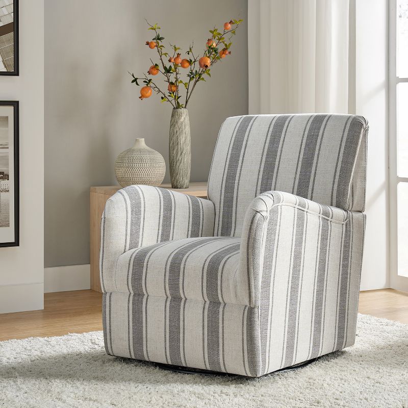 Livia Transitional 360-Degree Swivel Armchair With Jacobean Strip Pattern | HULALA HOME, 3 of 10