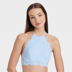 Women's High Neck Crochet Lace Bralette - Colsie™ - 1 of 4
