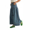 Women's Button Front Bohemian Denim Maxi Skirt - MIOU MUSE - 3 of 4