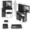 Vanity Table with Touch Sliding Tri-Color LED Mirror,Cushioned Stool and Storage Drawers for Bedroom–The Pop Home - 4 of 4