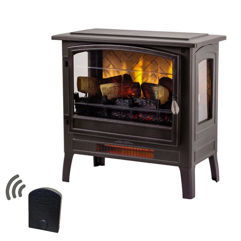 Country Living Infrared Freestanding Electric Fireplace Stove Heater in Bronze + Fireplace Crackler Sound Maker, 1 of 10