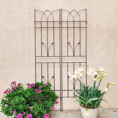 Maggift Patio Decorative Screens, Iron Arch Decoration Garden Trellis, for Outdoor for Climbing Plants Support, Flowerbed, Brown, 36.5"*17.7"*71"
