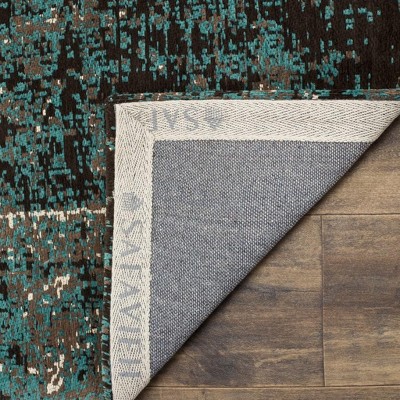 Teal and Brown 9' x 12' Flat Woven Wool Area Rug