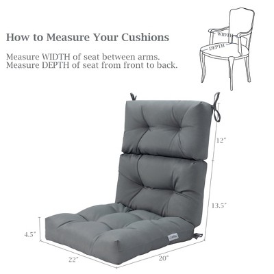 Gray 44" x 22" Tufted Suede Outdoor Chair Cushion