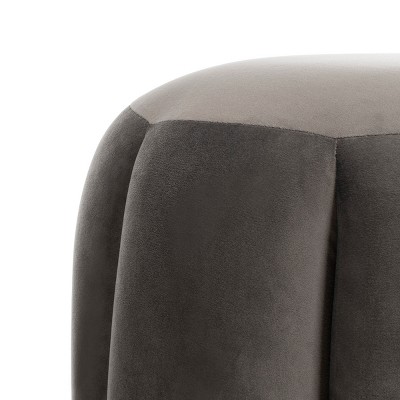 Maxine Transitional Gray Velvet Round Storage Ottoman