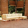 vidaXL Garden Lounge Set Cream Solid pine wood, fabric (100% polyester) - 2 of 4