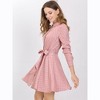 INSPIRE CHIC Women's Polka Dots Long Sleeve Button Up A-Line Shirt Dress - 2 of 4