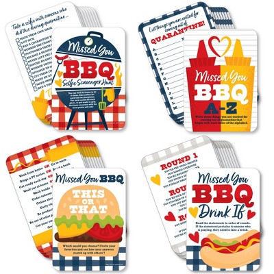 Big Dot of Happiness Missed You BBQ - 4 Backyard Summer Picnic Party Games - 10 Cards Each - Gamerific Bundle