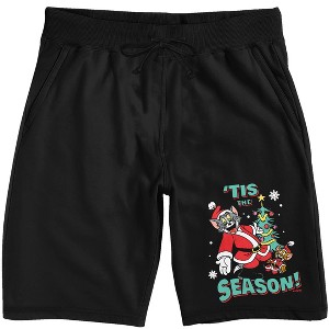 Tom & Jerry 'Tis the Season Christmas Men's Black Sleep Pajama Shorts - 1 of 3
