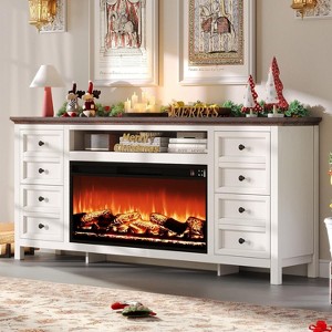 AMERLIFE 70" Farmhouse TV Stand with 37" 7-Color Fireplace for 80" TVs - 1 of 4