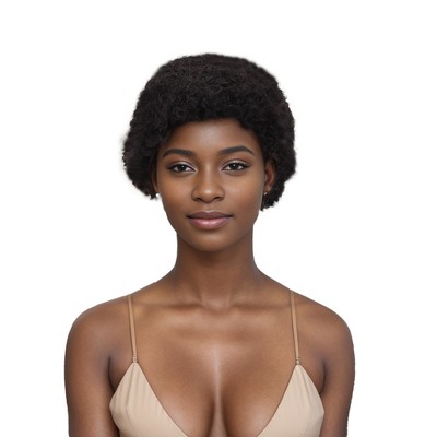 Unique Bargains Women's Straight Short Hair Wig Real Human Hair 3in Black 1 Pc