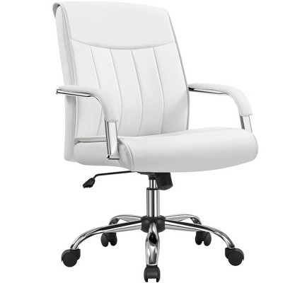 Yaheetech Office Chair Big And Tall Desk Chair Padded Armrests, White ...