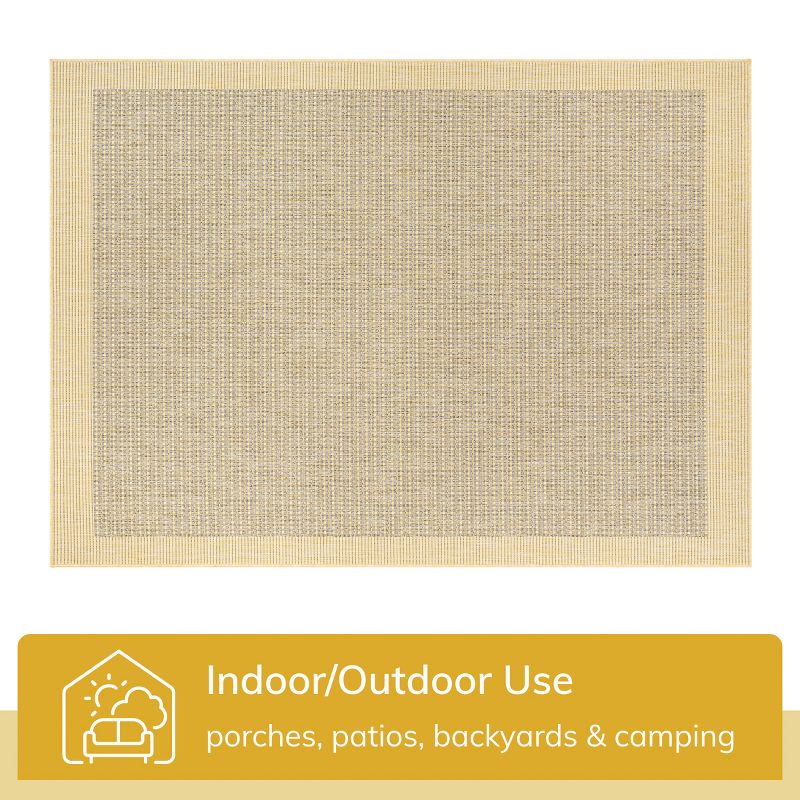 Well Woven Woden Indoor/Outdoor Flat Weave Pile Solid Border Area Rug, 4 of 10