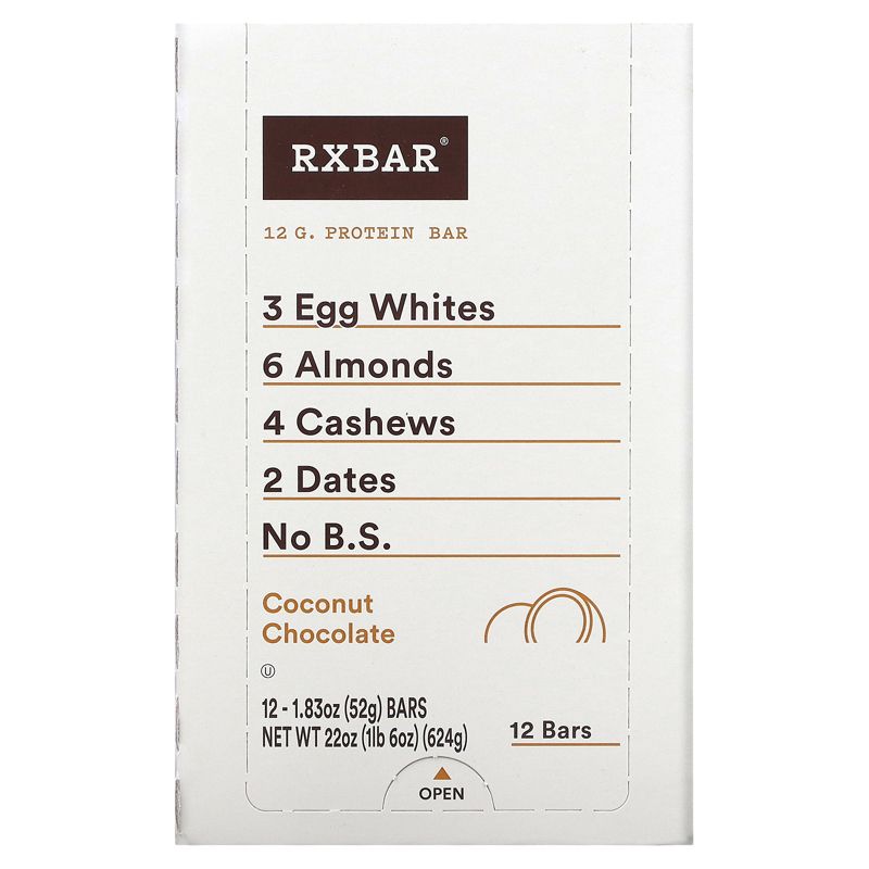 RXBAR Protein Bar, Coconut Chocolate, 12 Bars, 1.83 oz (52 g) Each, 1 of 4