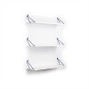 Mounted Rustic Decorative Hanging Metal Bracket Triple Shelves for Books, White Blue - 2 of 4